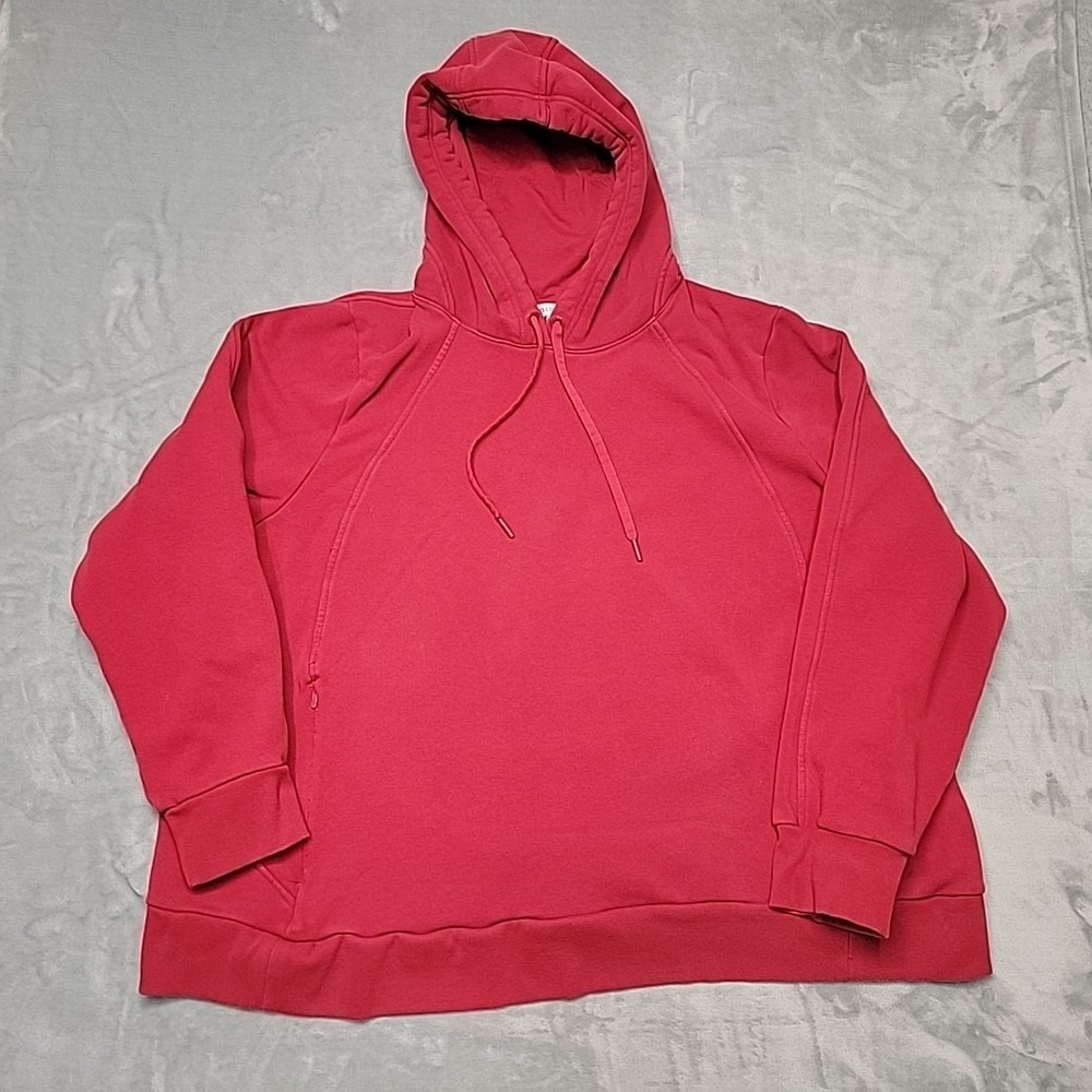 Athleta Hoodie Womens 3X Red Coaster Luxe Raglan Pullover Athleisure Loungewear